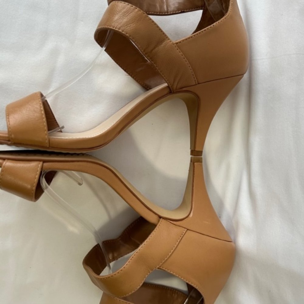 Vince Camuto style Megan Strappy Cognac Heels with back Zipper Closure - Picture 9 of 12